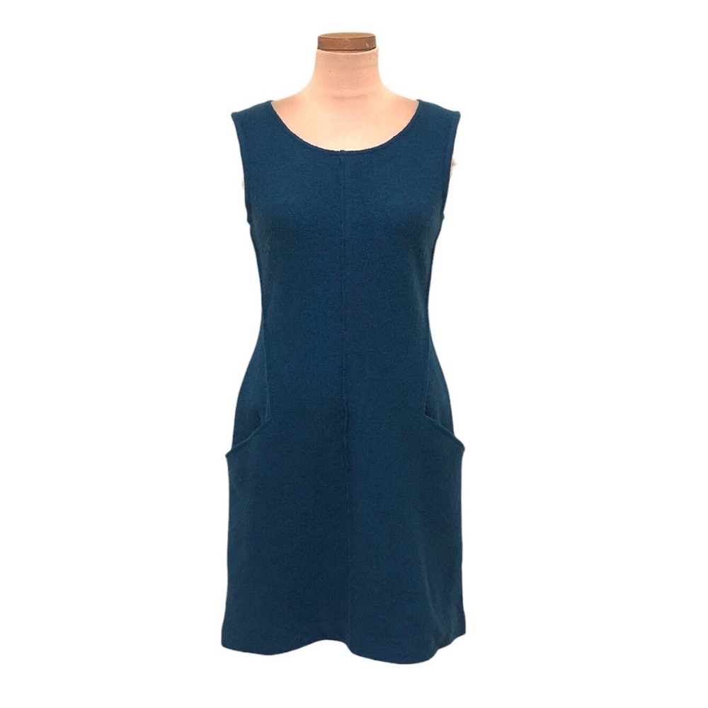 Anthropologie Sparrow Bressay Dress Size Small Dark Teal Blue Boiled Wool